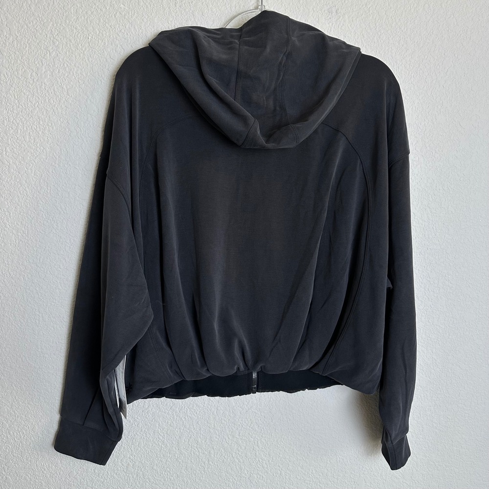 Athleta Seasoft Bubble Hem Zip-Up Dark Charcoal Hoodie - Picture 4 of 8
